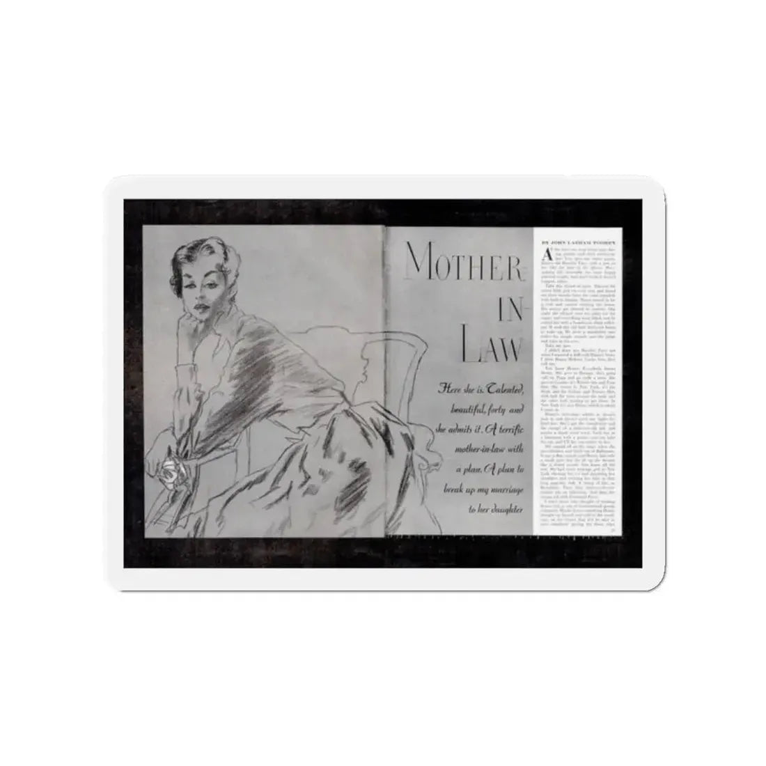Mother In Law (1), Cosmopolitan, February 1954 (Magazine Illustration) Refrigerator Magnet 2 Inch - The Sticker Space