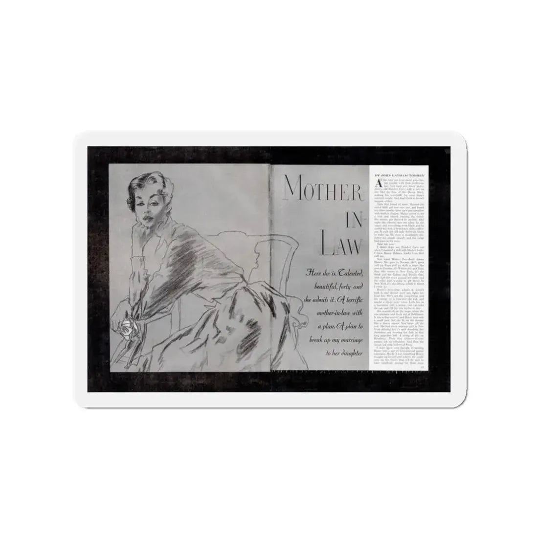 Mother In Law (1), Cosmopolitan, February 1954 (Magazine Illustration) Refrigerator Magnet 3 Inch - The Sticker Space