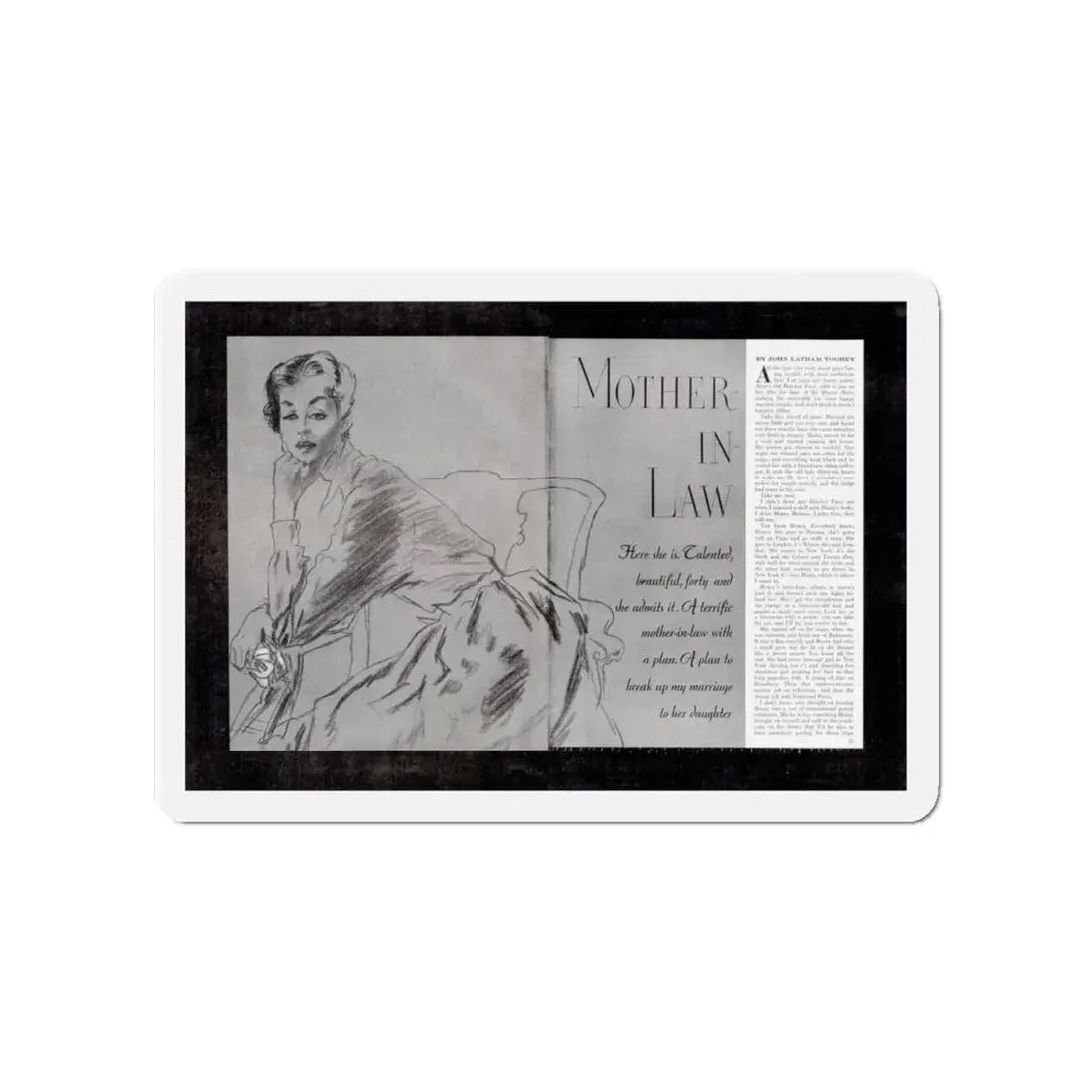 Mother In Law (1), Cosmopolitan, February 1954 (Magazine Illustration) Refrigerator Magnet 4 Inch - The Sticker Space