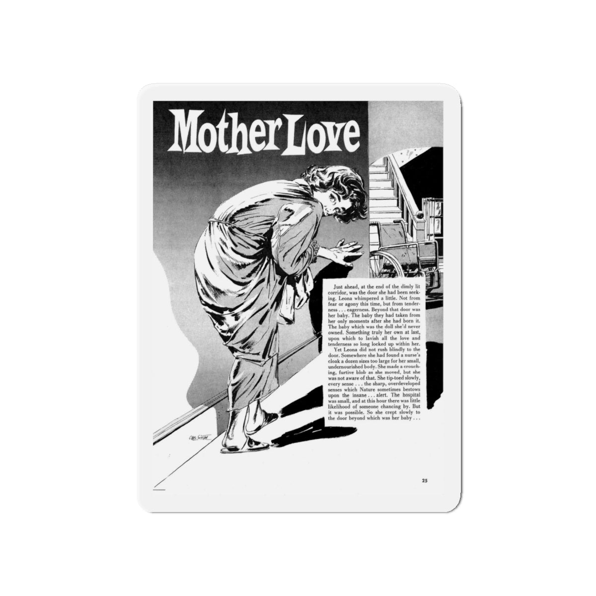 Mother Love, Terror Illustrated, April 1956 (Magazine Illustration) Refrigerator Magnet-4" x 4"-The Sticker Space