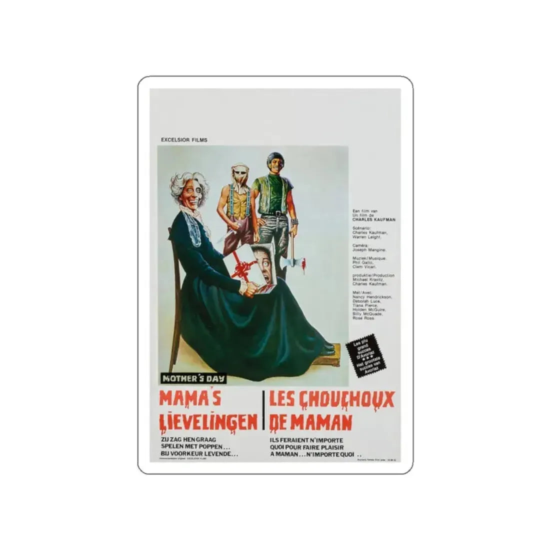 MOTHER'S DAY (BELGIAN) 1980 Movie Poster STICKER Vinyl Die-Cut Decal 2 Inch - The Sticker Space