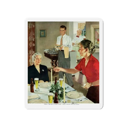Mother's Night Off, McCall's, February 1953 (Magazine Illustration) Refrigerator Magnet 4 Inch - The Sticker Space