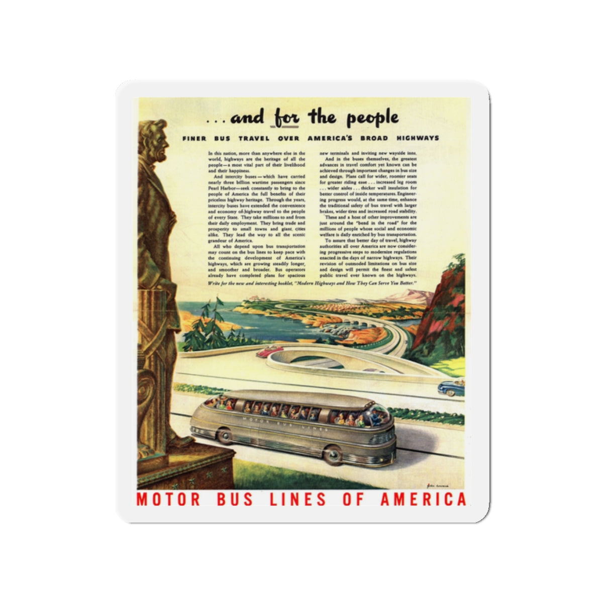 Motor Bus Lines of America ad (1) (Magazine Illustration) Refrigerator Magnet-2" x 2"-The Sticker Space