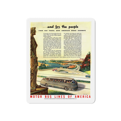 Motor Bus Lines of America ad (1) (Magazine Illustration) Refrigerator Magnet-5" x 5"-The Sticker Space