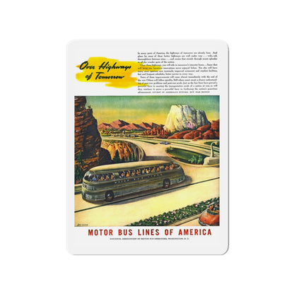 Motor Bus Lines of America ad (2) (Magazine Illustration) Refrigerator Magnet-3" x 3"-The Sticker Space