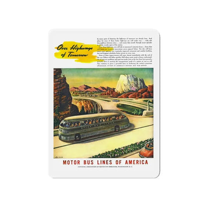 Motor Bus Lines of America ad (2) (Magazine Illustration) Refrigerator Magnet 4 Inch - The Sticker Space