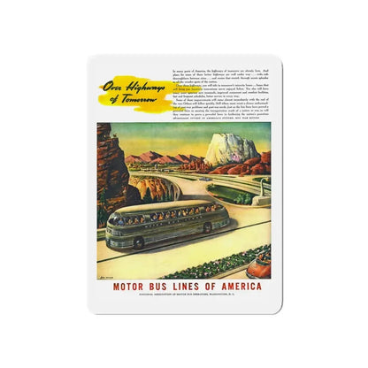 Motor Bus Lines of America ad (2) (Magazine Illustration) Refrigerator Magnet 5 Inch - The Sticker Space