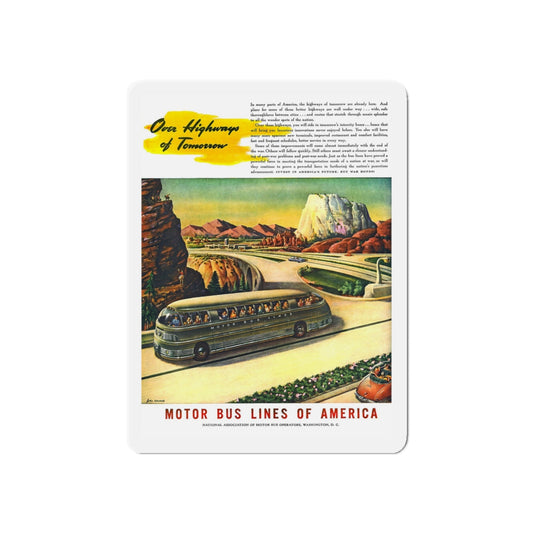 Motor Bus Lines of America ad (2) (Magazine Illustration) Refrigerator Magnet-6 × 6"-The Sticker Space