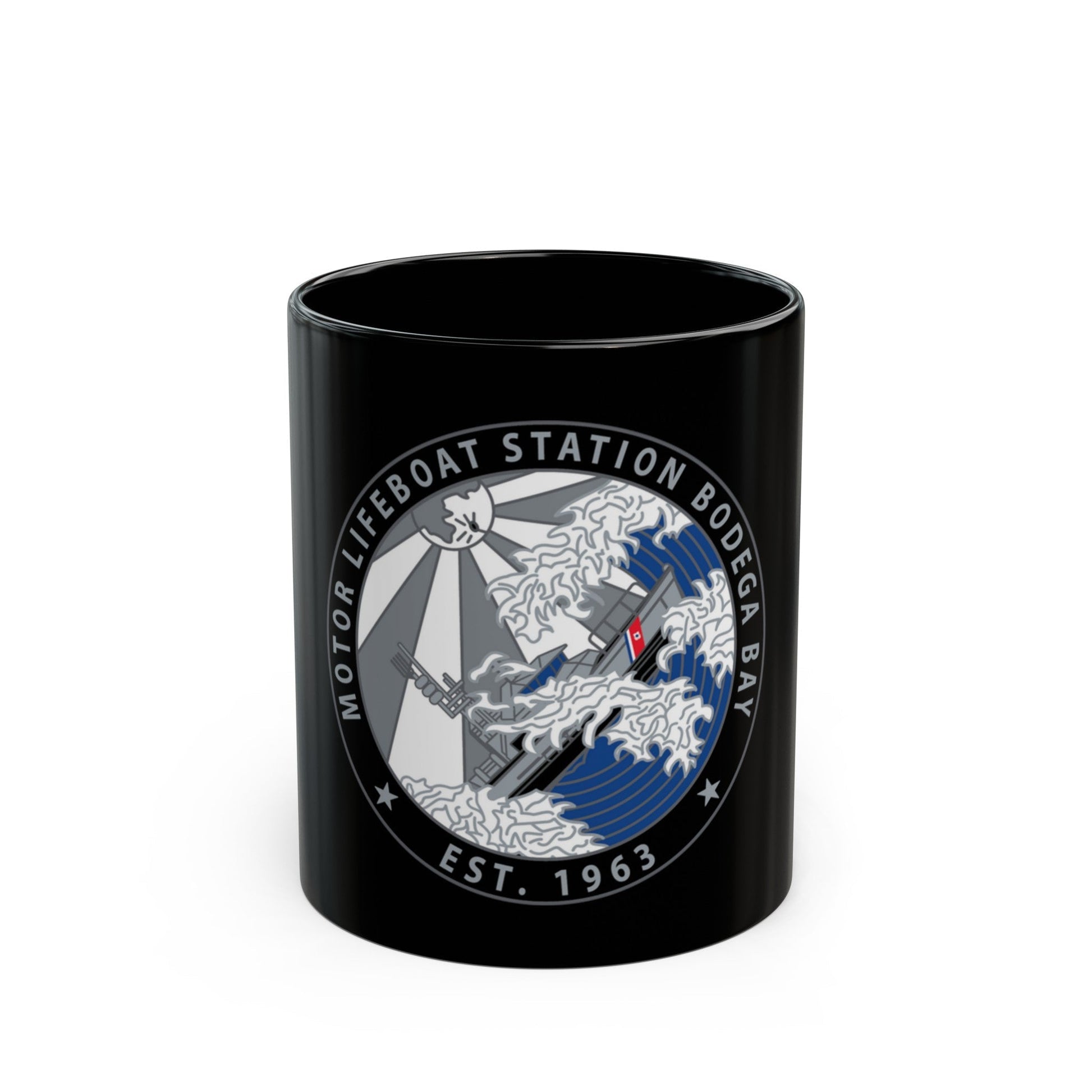 Motor Life Station Bodega Bay (U.S. Coast Guard) Black Coffee Mug-11oz-The Sticker Space