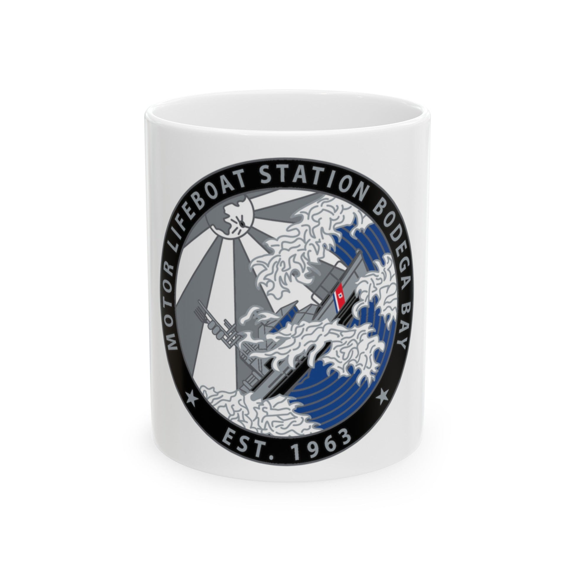 Motor Life Station Bodega Bay (U.S. Coast Guard) White Coffee Mug-11oz-The Sticker Space