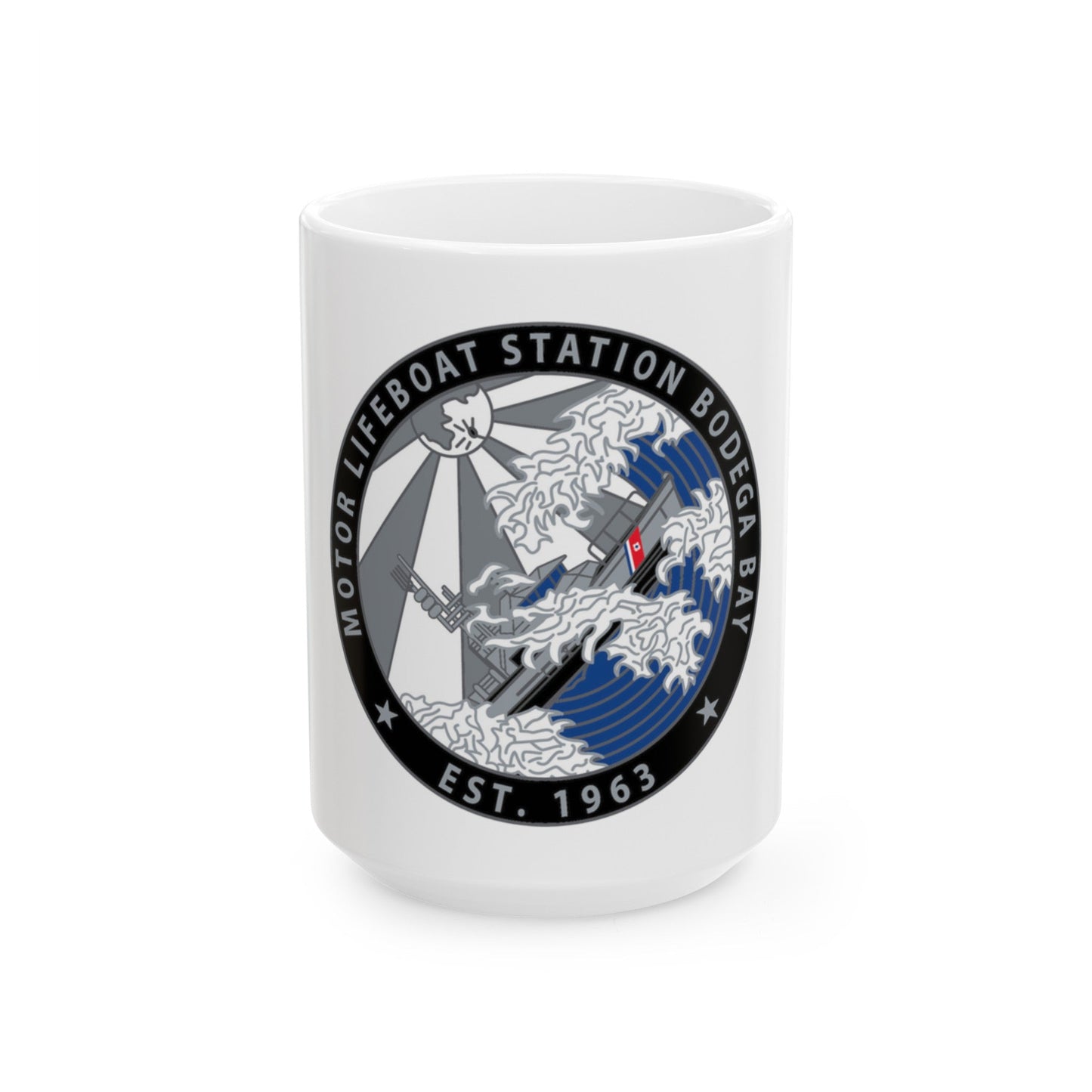 Motor Life Station Bodega Bay (U.S. Coast Guard) White Coffee Mug-15oz-The Sticker Space