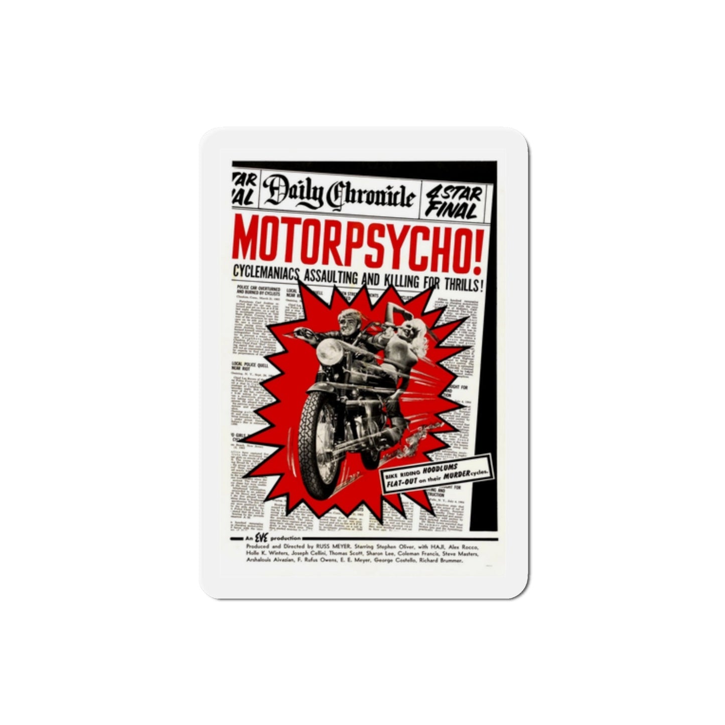 Motor Psycho 1965 Movie Poster Die-Cut Magnet-2 Inch-The Sticker Space