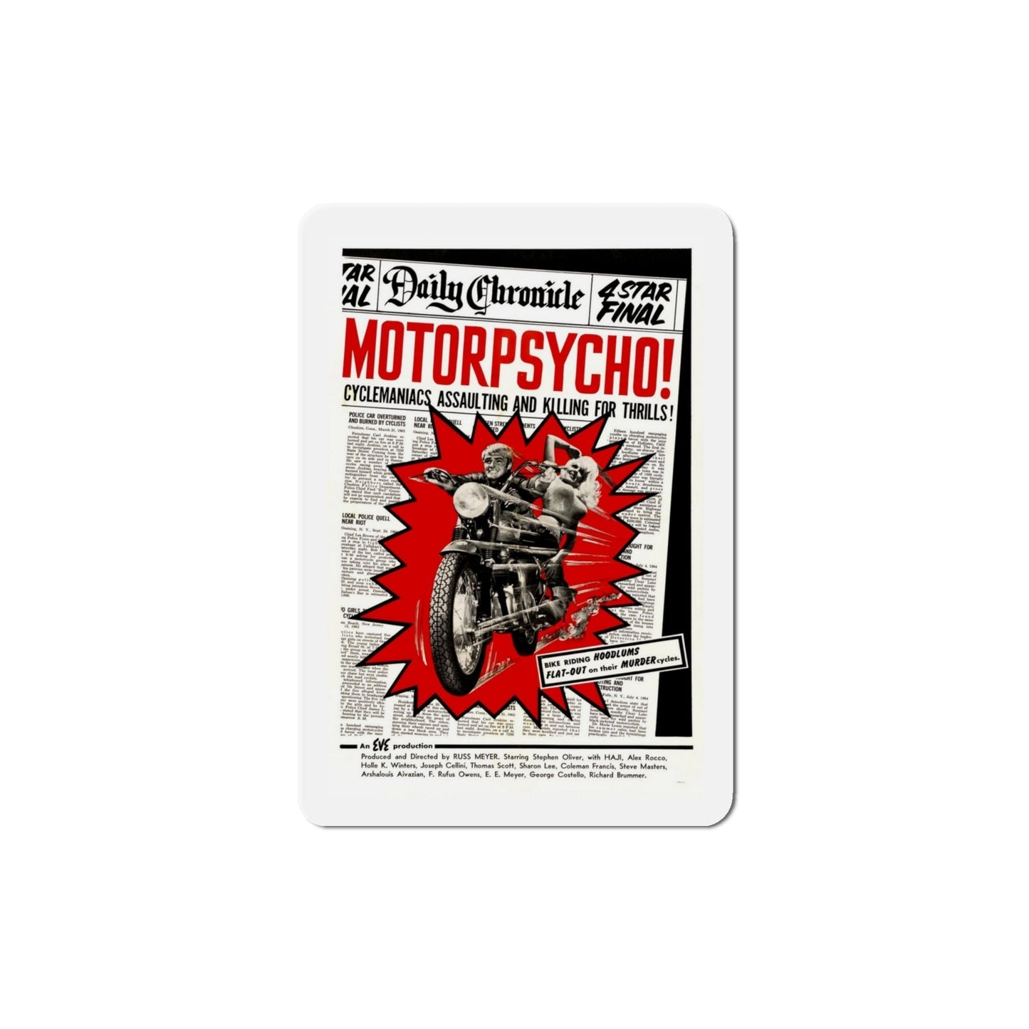 Motor Psycho 1965 Movie Poster Die-Cut Magnet-4 Inch-The Sticker Space