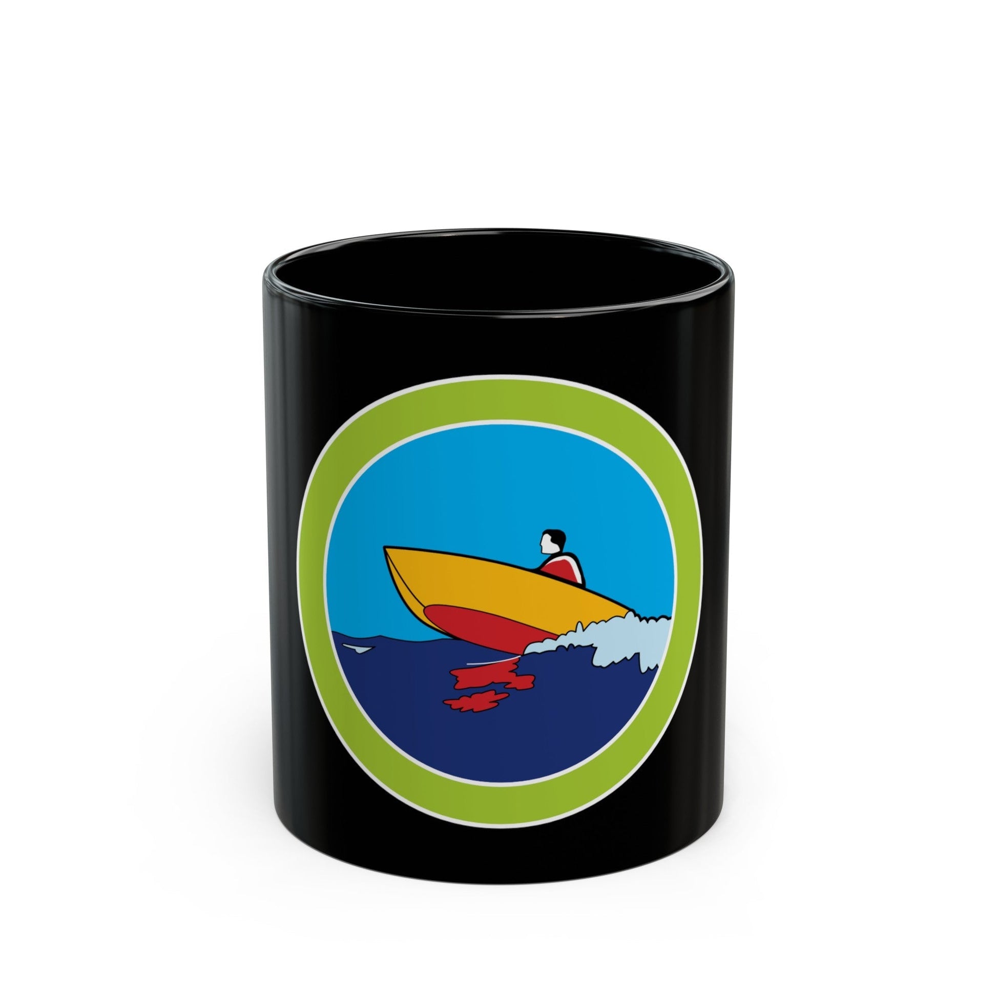 Motorboating (Boy Scout Merit Badge) Black Coffee Mug-11oz-The Sticker Space