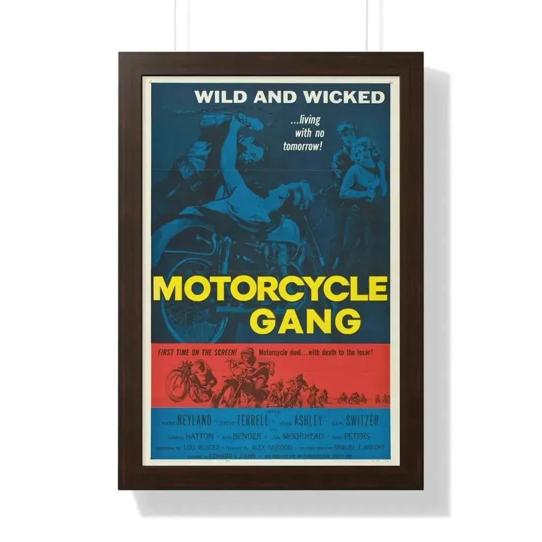 MOTORCYCLE GANG 1957 - Framed Movie Poster 16″ x 24″ Walnut - The Sticker Space