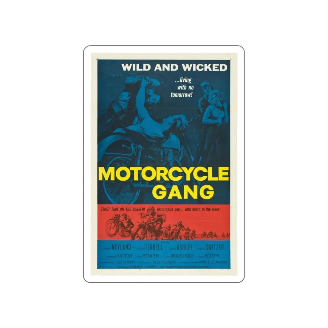 MOTORCYCLE GANG 1957 Movie Poster STICKER Vinyl Die-Cut Decal 4 Inch - The Sticker Space