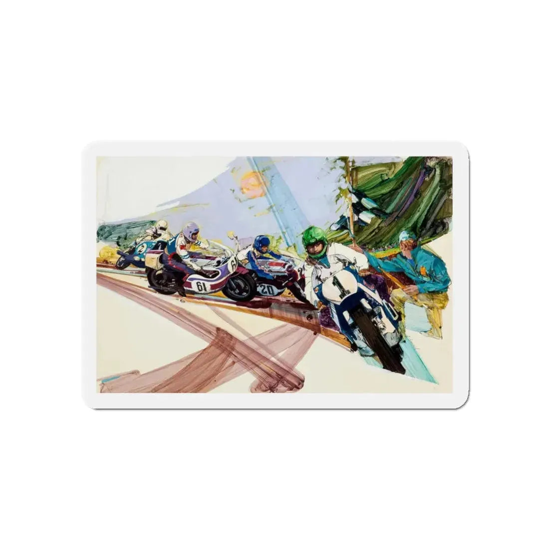 Motorcycle Racing (E. P. Dutton, Unicorn, c. 1980s) (Magazine Illustration) Refrigerator Magnet - The Sticker Space