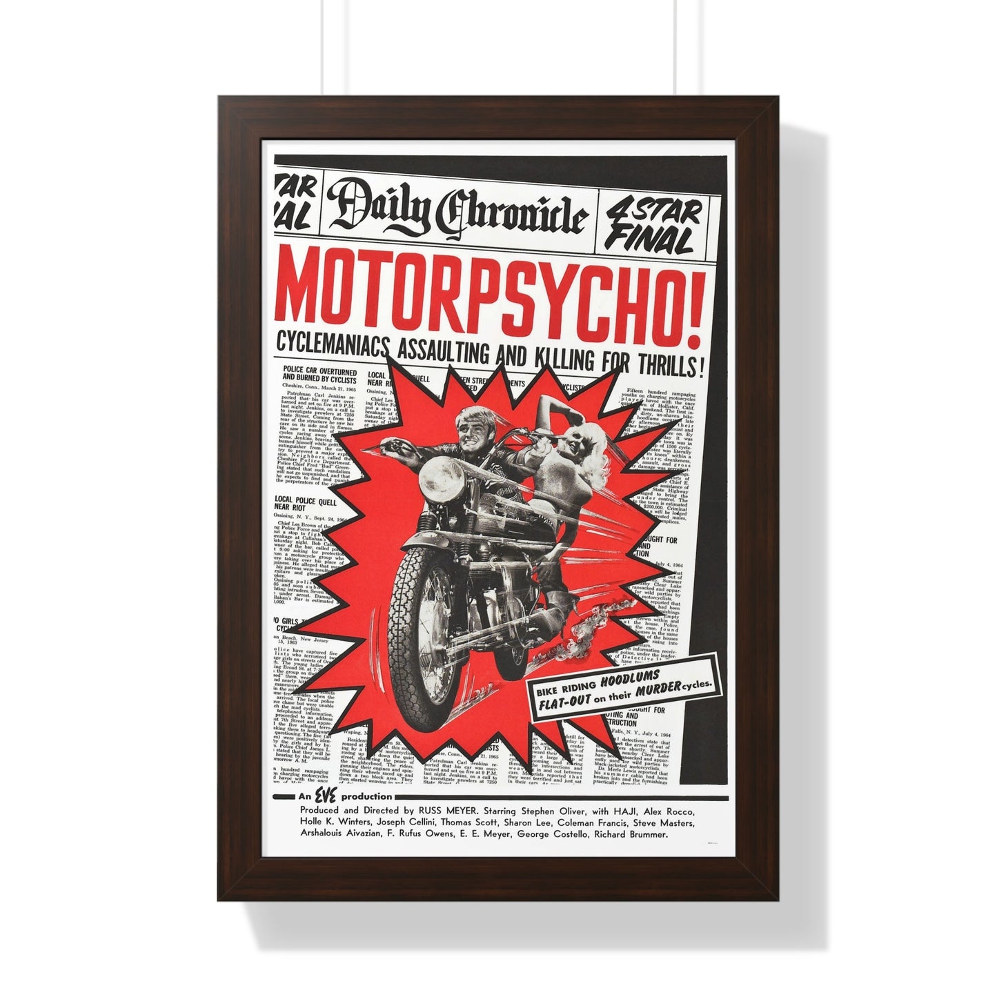 MOTORPSYCHO! 1965 - Framed Movie Poster-16″ x 24″-The Sticker Space