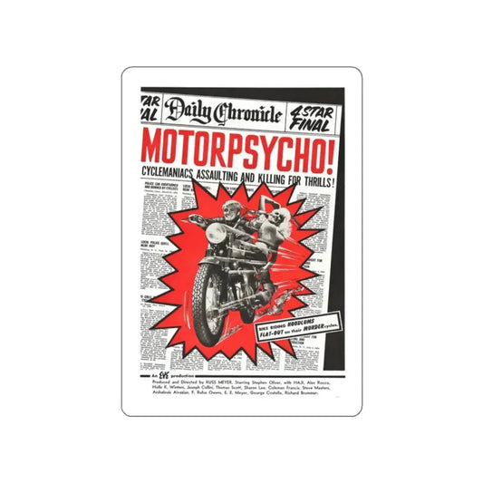 MOTORPSYCHO! 1965 Movie Poster STICKER Vinyl Die-Cut Decal 2 Inch - The Sticker Space