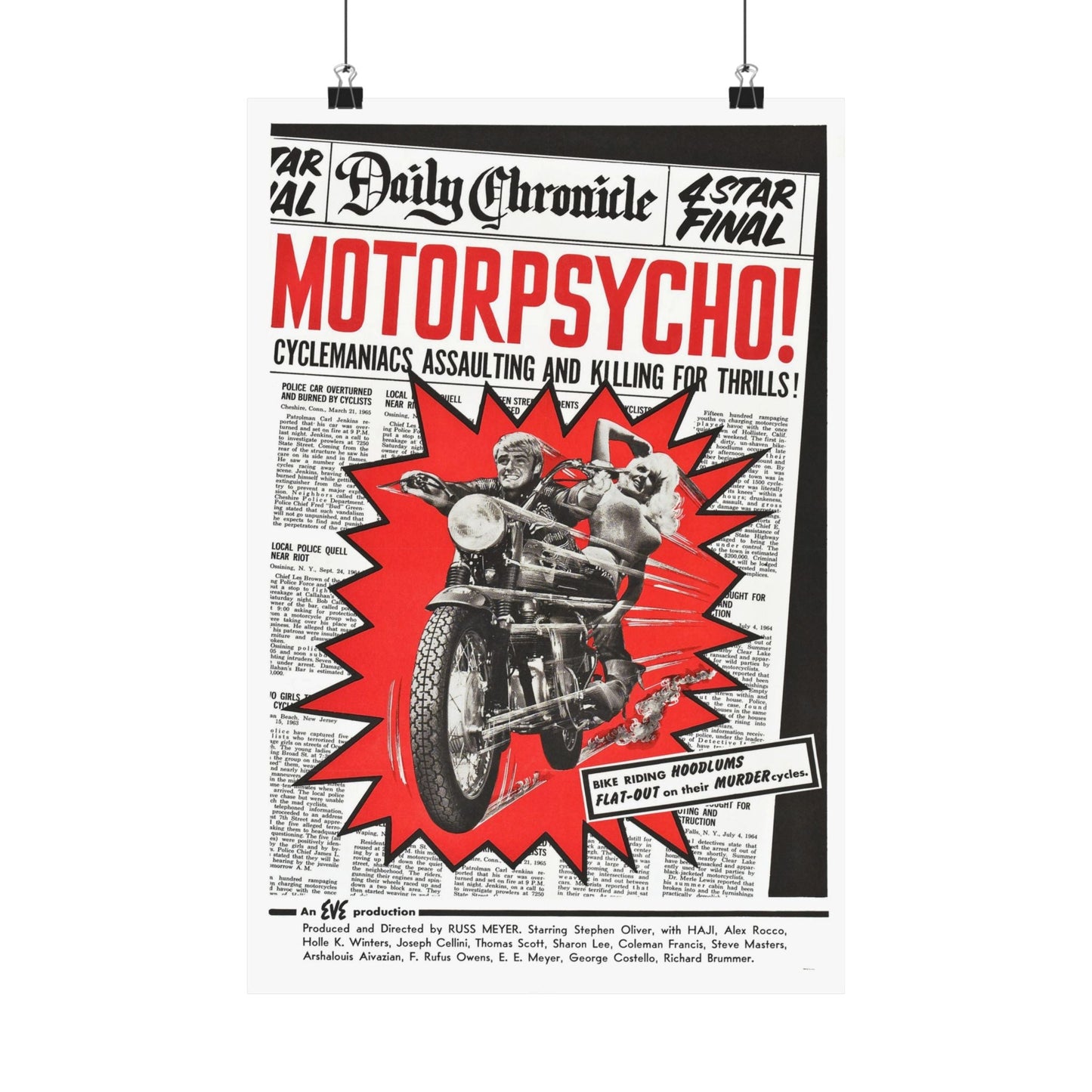 MOTORPSYCHO! 1965 - Paper Movie Poster-12″ x 18″-The Sticker Space