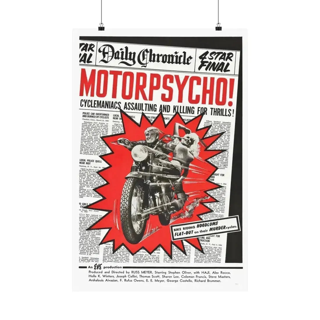 MOTORPSYCHO! 1965 - Paper Movie Poster 20″ x 30″ Matte - The Sticker Space