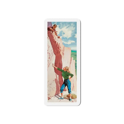 Mountain Climbing, The American Weekly magazine illustration, August 15, 1954 (Magazine Illustration) Refrigerator Magnet 5 Inch - The Sticker Space