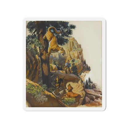 Mountain Lion Hunt, original magazine illustration, May 1957 (Magazine Illustration) Refrigerator Magnet - The Sticker Space