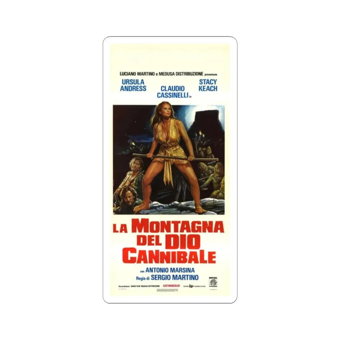 MOUNTAIN OF THE CANNIBAL GOD (ITALIAN) 1978 Movie Poster - STICKER Vinyl Kiss-Cut Decal 2 Inch White - The Sticker Space