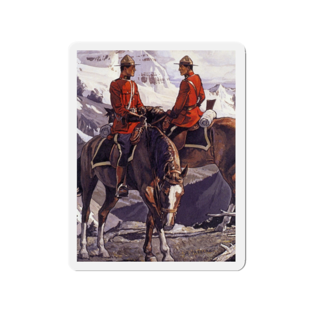 Mountain Rendezvous (Magazine Illustration) Refrigerator Magnet-2" x 2"-The Sticker Space