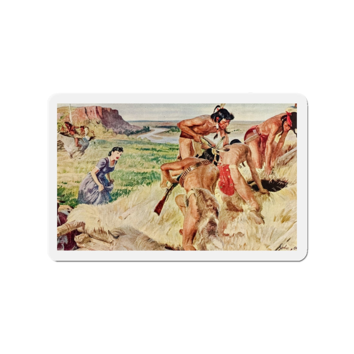 Mounted Patrol (1), The Saturday Evening Post, April 7, 1951 (Magazine Illustration) Refrigerator Magnet-2" x 2"-The Sticker Space