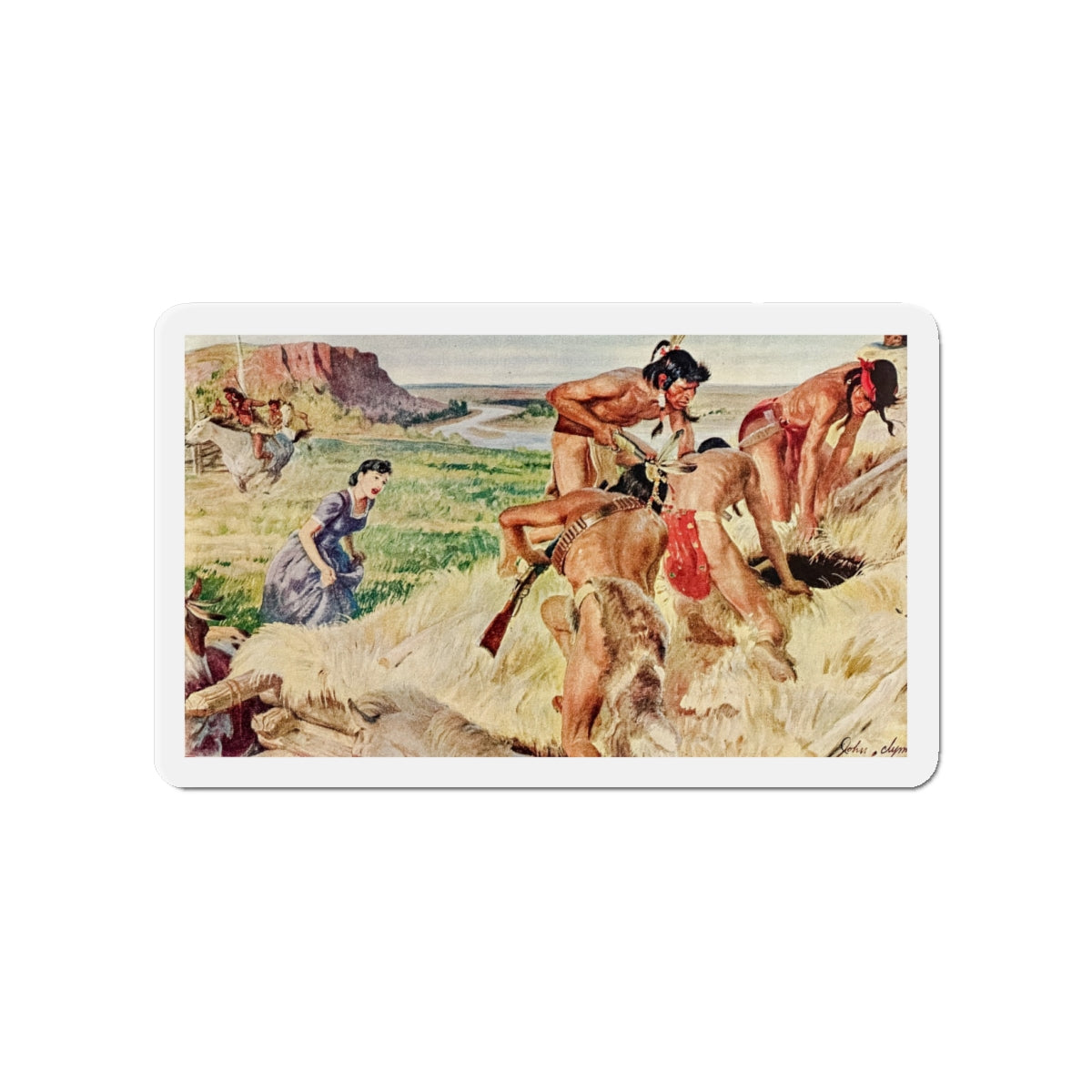 Mounted Patrol (1), The Saturday Evening Post, April 7, 1951 (Magazine Illustration) Refrigerator Magnet-4" x 4"-The Sticker Space