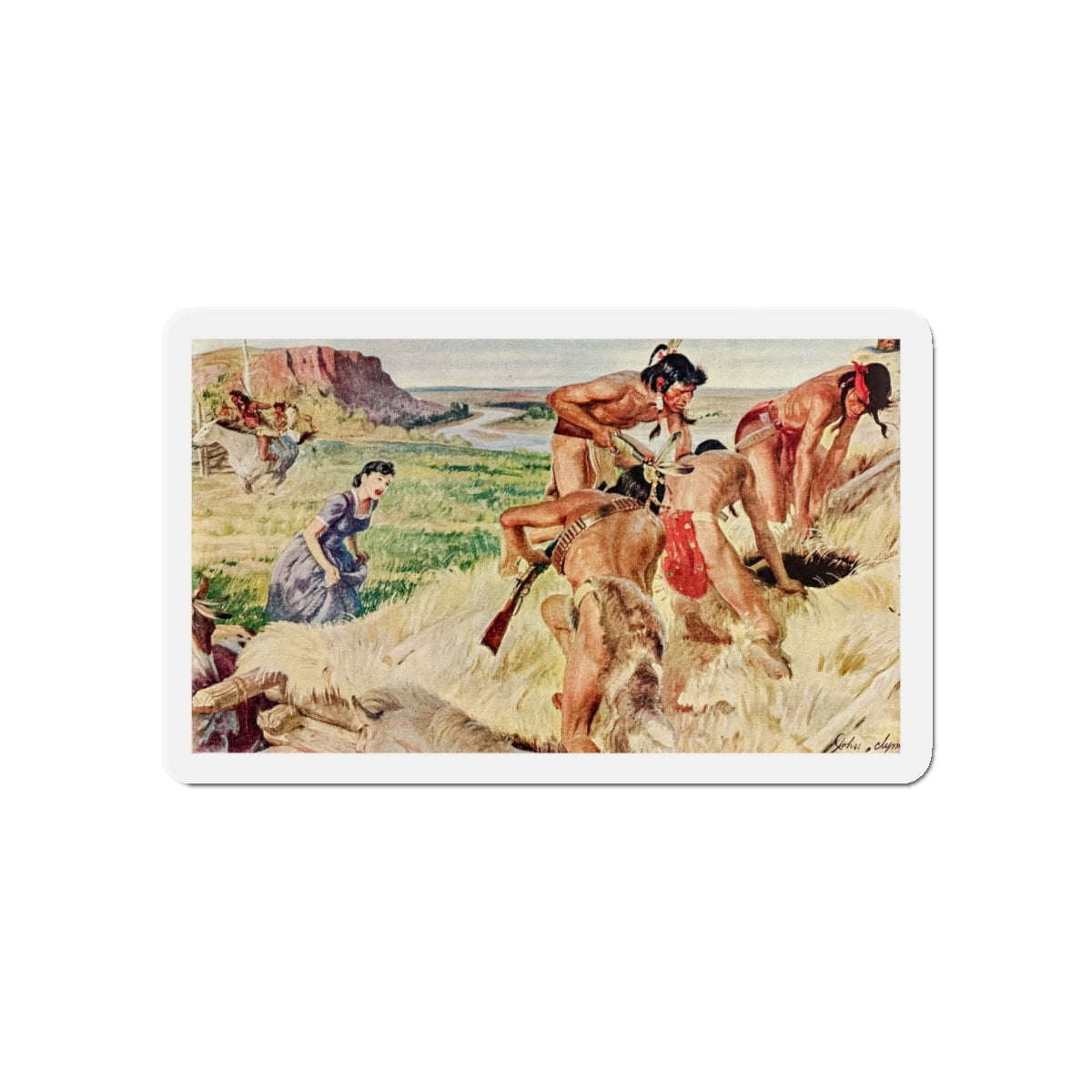 Mounted Patrol (1), The Saturday Evening Post, April 7, 1951 (Magazine Illustration) Refrigerator Magnet-5" x 5"-The Sticker Space