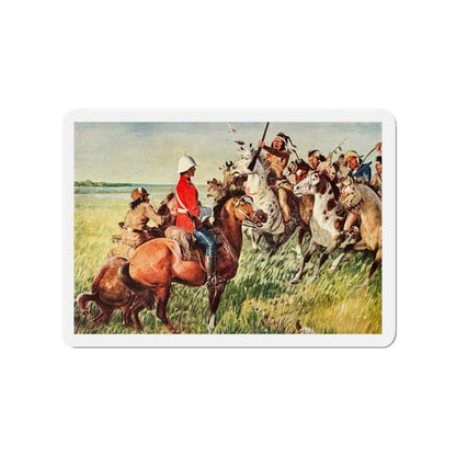 Mounted Patrol (2), The Saturday Evening Post, April 7, 1951 (Magazine Illustration) Refrigerator Magnet-3" x 3"-The Sticker Space