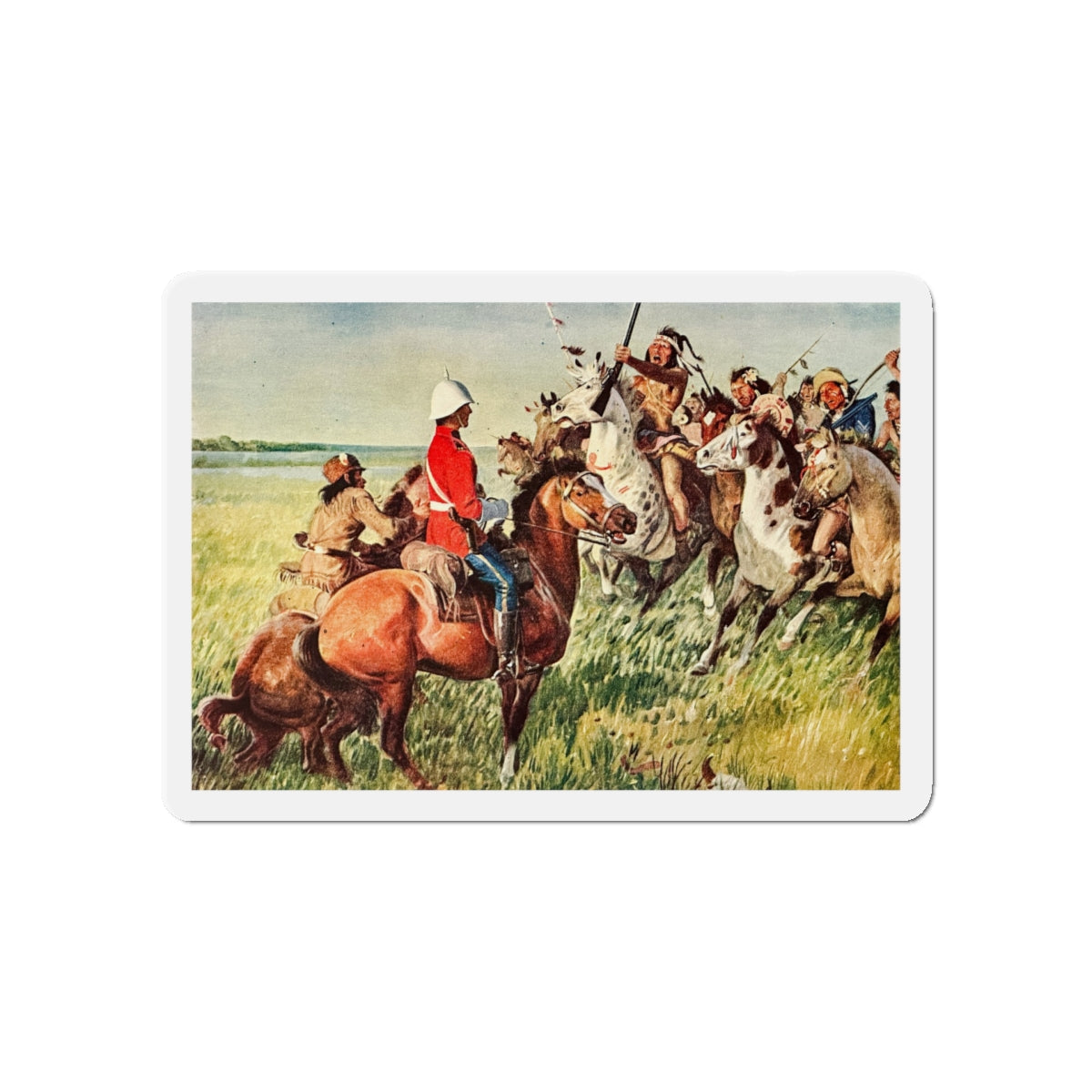 Mounted Patrol (2), The Saturday Evening Post, April 7, 1951 (Magazine Illustration) Refrigerator Magnet-5" x 5"-The Sticker Space