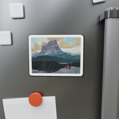 Mountie Gazing at Butte (Magazine Illustration) Refrigerator Magnet-The Sticker Space