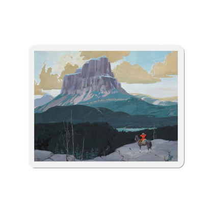 Mountie Gazing at Butte (Magazine Illustration) Refrigerator Magnet-2" x 2"-The Sticker Space