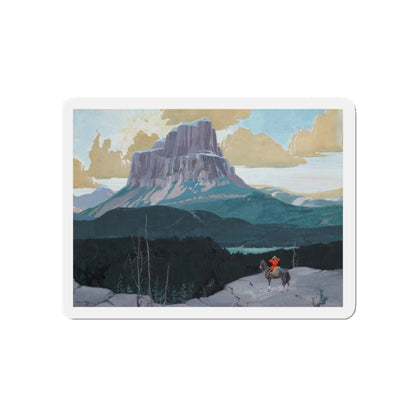 Mountie Gazing at Butte (Magazine Illustration) Refrigerator Magnet-5" x 5"-The Sticker Space