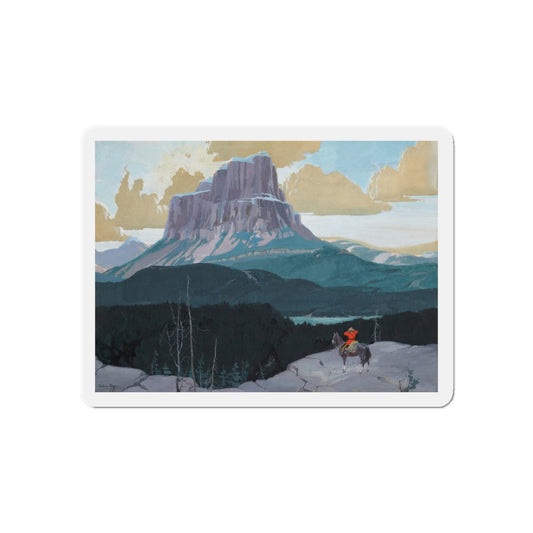 Mountie Gazing at Butte (Magazine Illustration) Refrigerator Magnet-6 × 6"-The Sticker Space