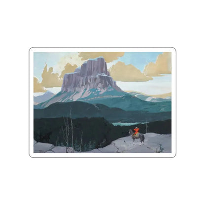 Mountie Gazing at Butte (Magazine Illustration) STICKER Vinyl Die-Cut Decal - The Sticker Space