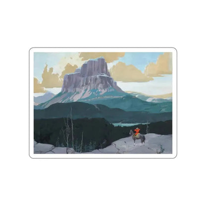 Mountie Gazing at Butte (Magazine Illustration) STICKER Vinyl Die-Cut Decal White Die-Cut 5 Inch - The Sticker Space
