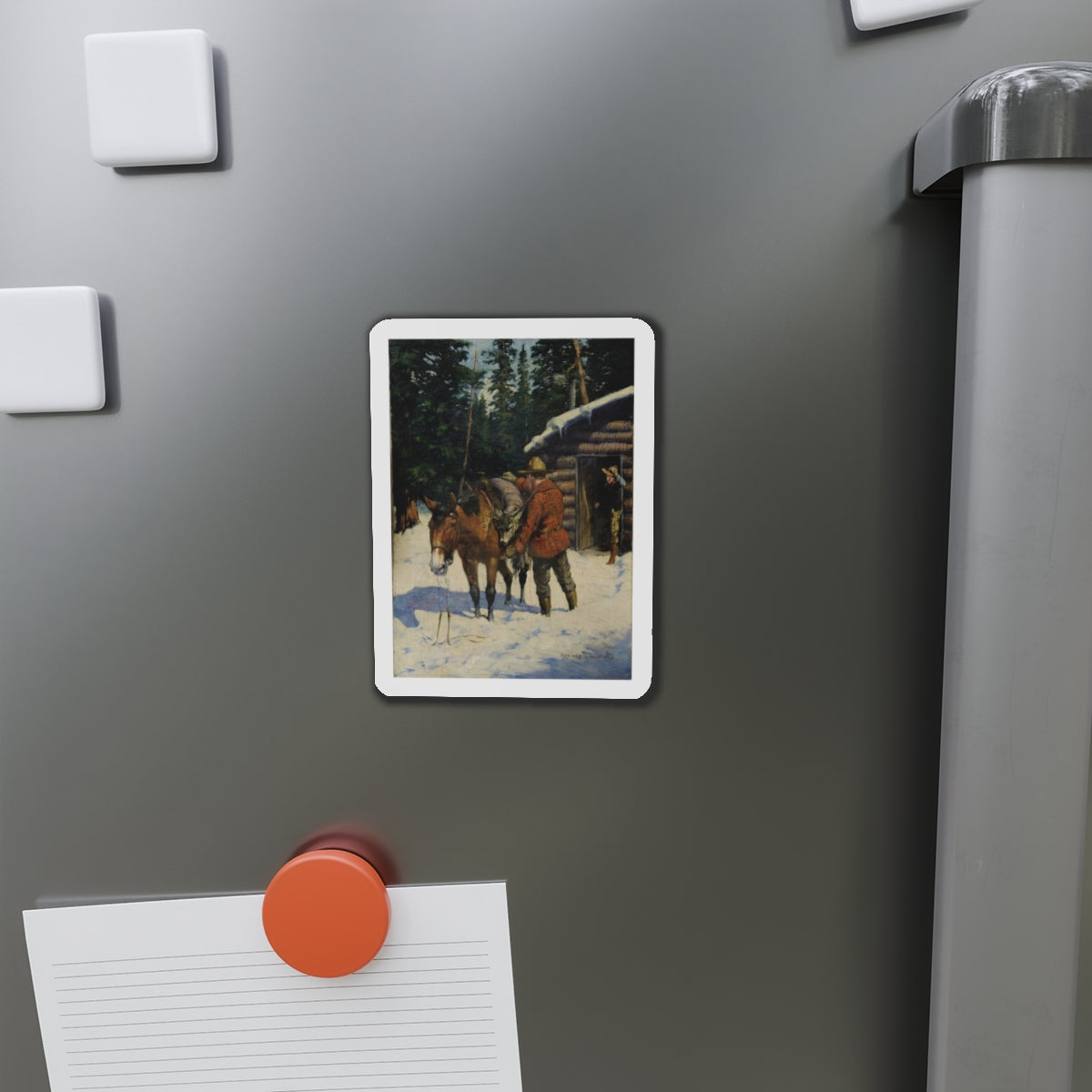 Mountie (Magazine Illustration) Refrigerator Magnet-The Sticker Space