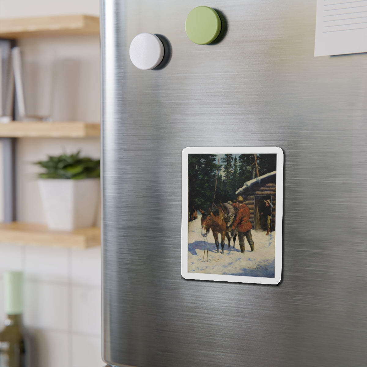 Mountie (Magazine Illustration) Refrigerator Magnet-The Sticker Space