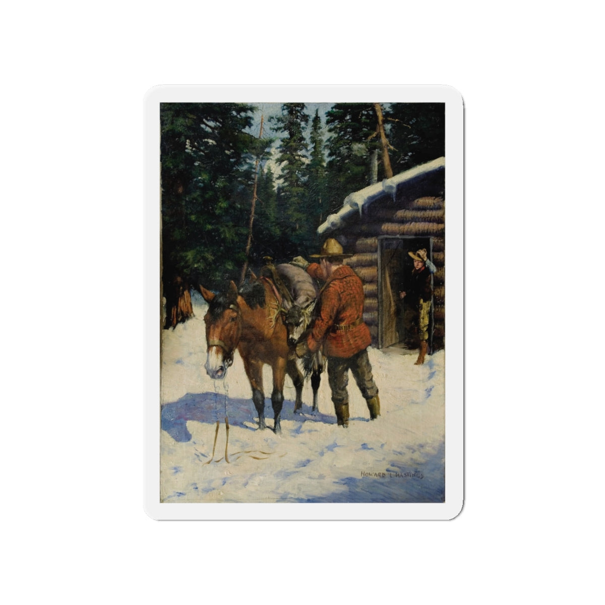 Mountie (Magazine Illustration) Refrigerator Magnet-4" x 4"-The Sticker Space