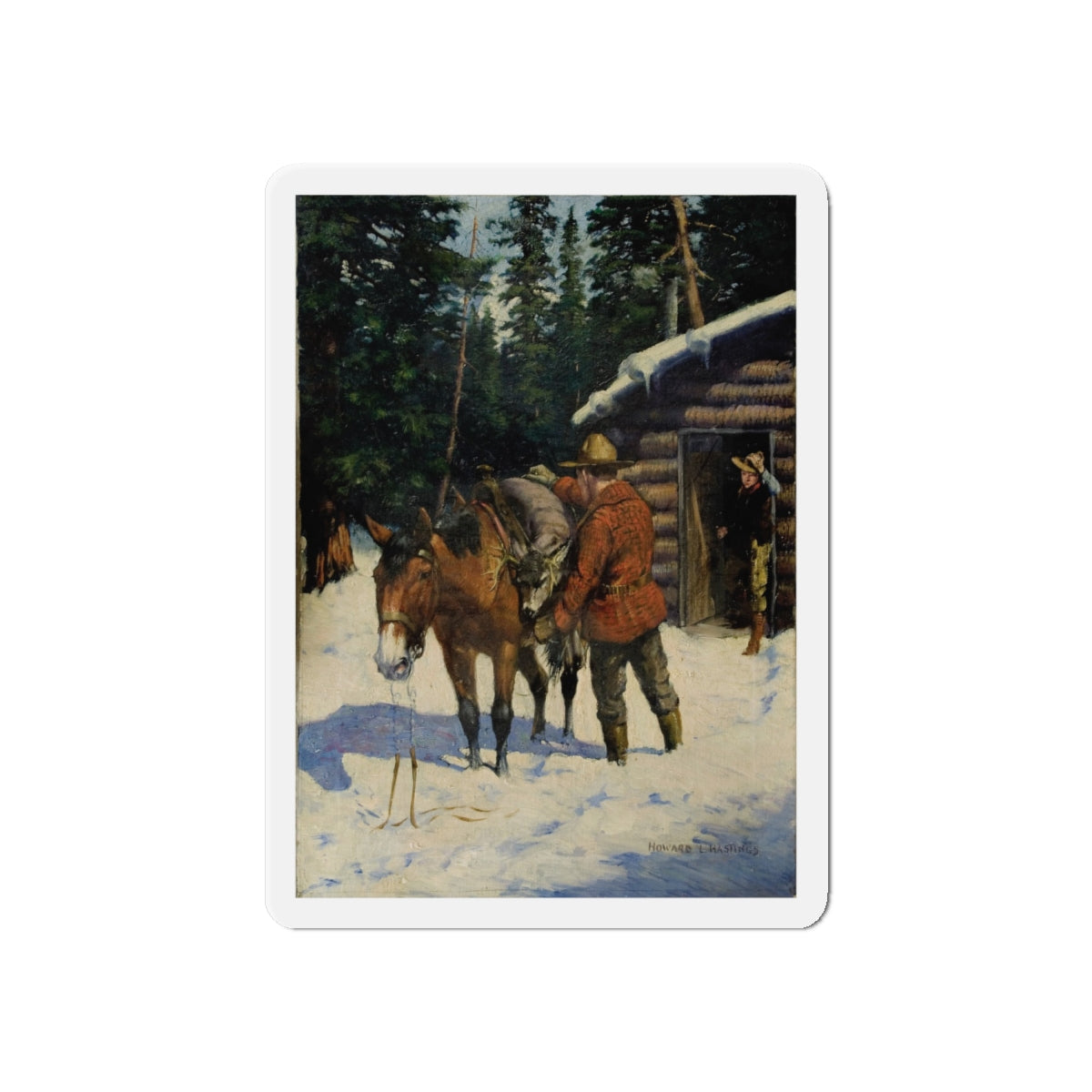 Mountie (Magazine Illustration) Refrigerator Magnet-6 × 6"-The Sticker Space