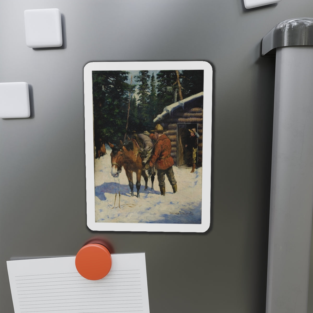 Mountie (Magazine Illustration) Refrigerator Magnet-The Sticker Space