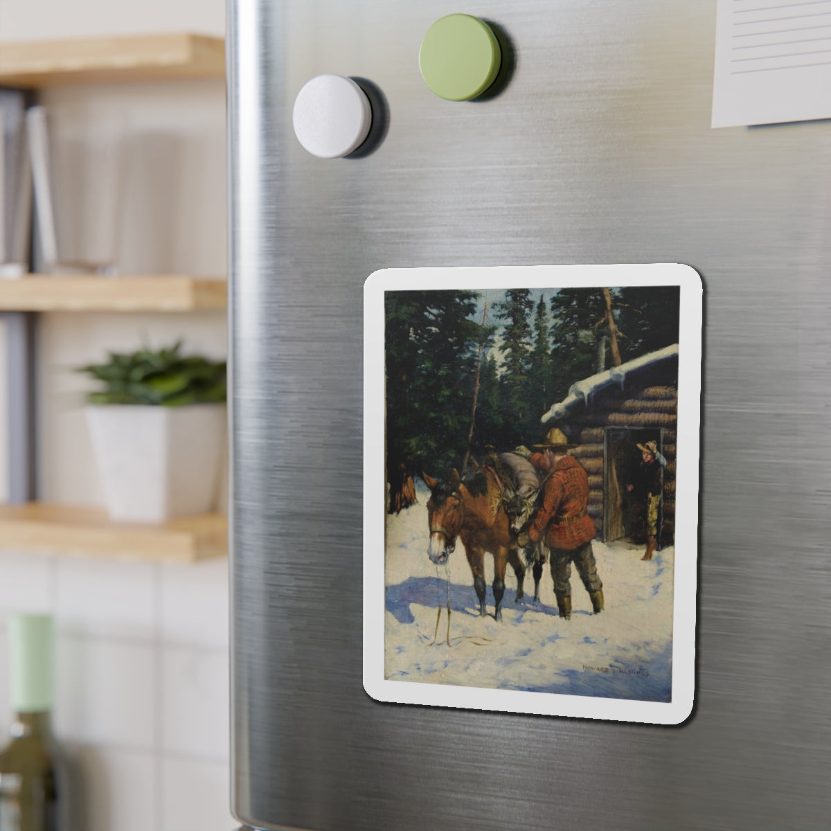 Mountie (Magazine Illustration) Refrigerator Magnet-The Sticker Space