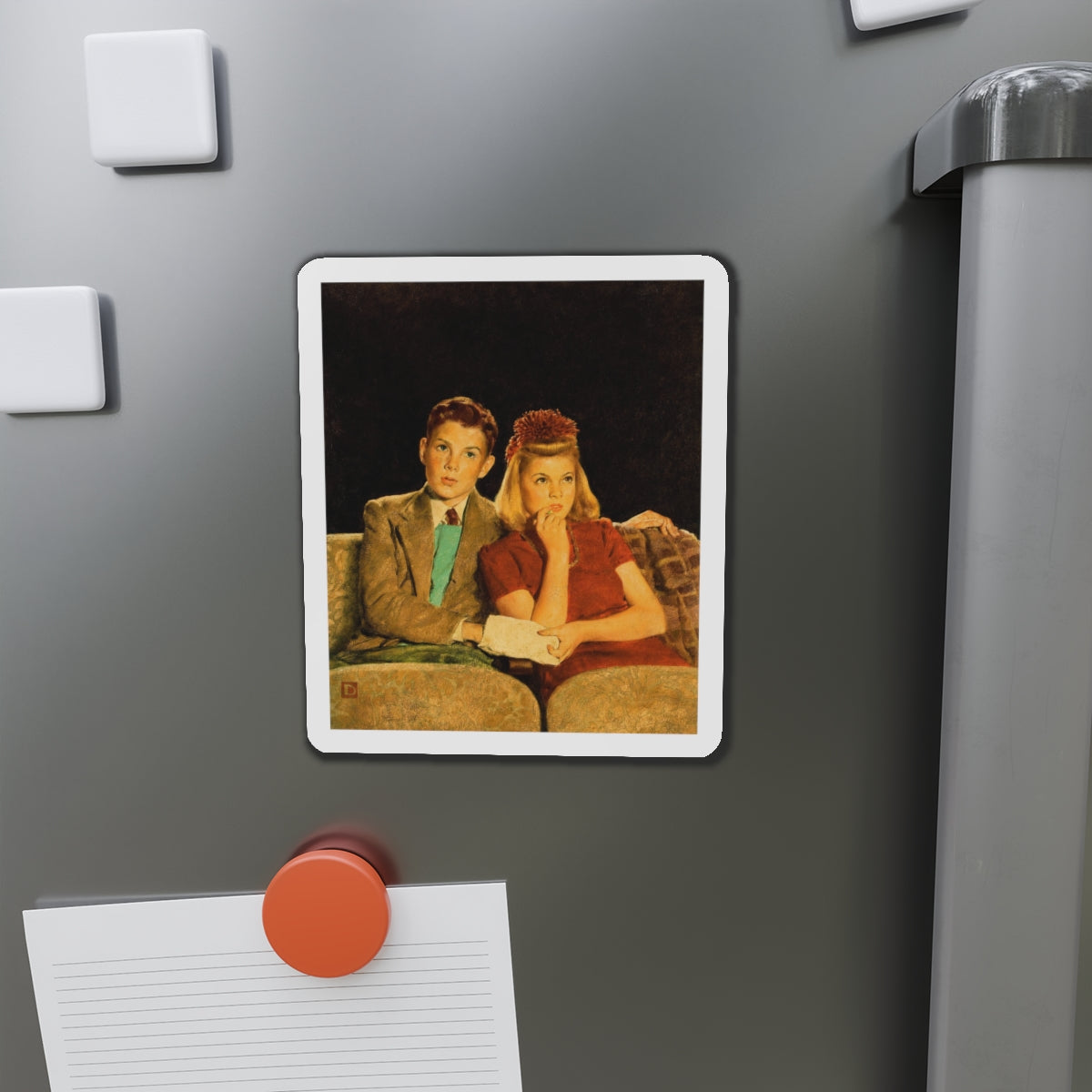 Movie Date, The Saturday Evening Post cover, April 4, 1942 (Magazine Illustration) Refrigerator Magnet-The Sticker Space