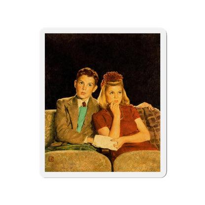 Movie Date, The Saturday Evening Post cover, April 4, 1942 (Magazine Illustration) Refrigerator Magnet-3" x 3"-The Sticker Space