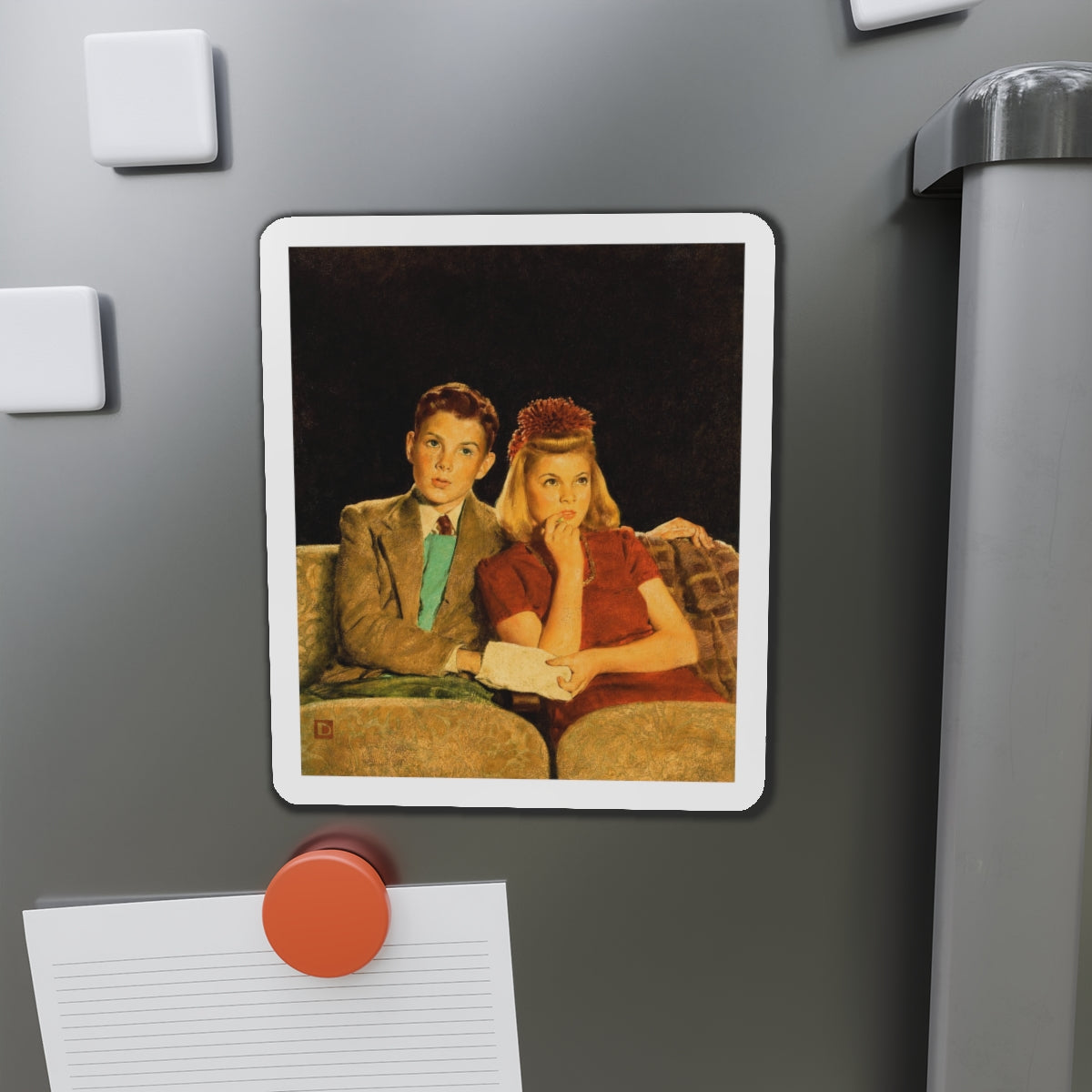 Movie Date, The Saturday Evening Post cover, April 4, 1942 (Magazine Illustration) Refrigerator Magnet-The Sticker Space