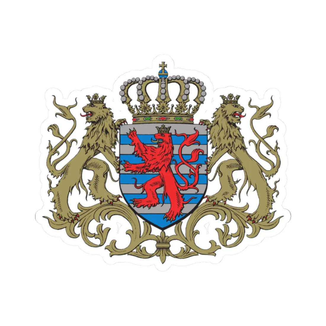 Moyennes armoiries du Grand-Duché de Luxembourg (Luxembourg) (Coat of Arms) STICKER Vinyl Kiss-Cut Decal 2 Inch White - The Sticker Space